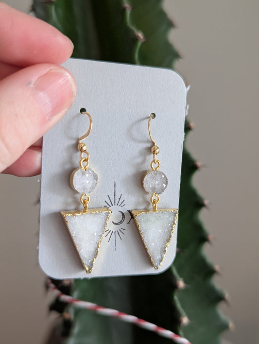 White Druzy Duo Earrings