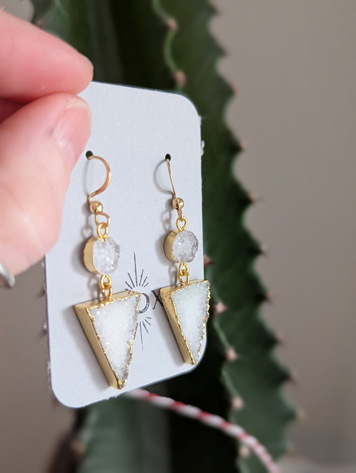 White Druzy Duo Earrings