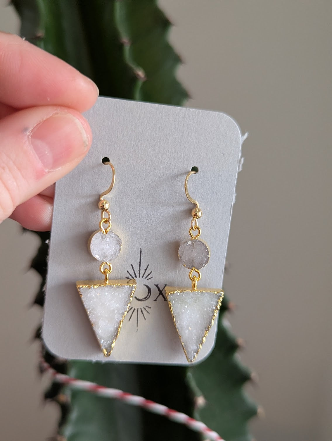 White Druzy Duo Earrings