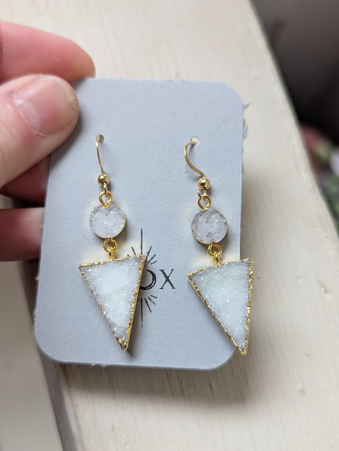 White Druzy Duo Earrings