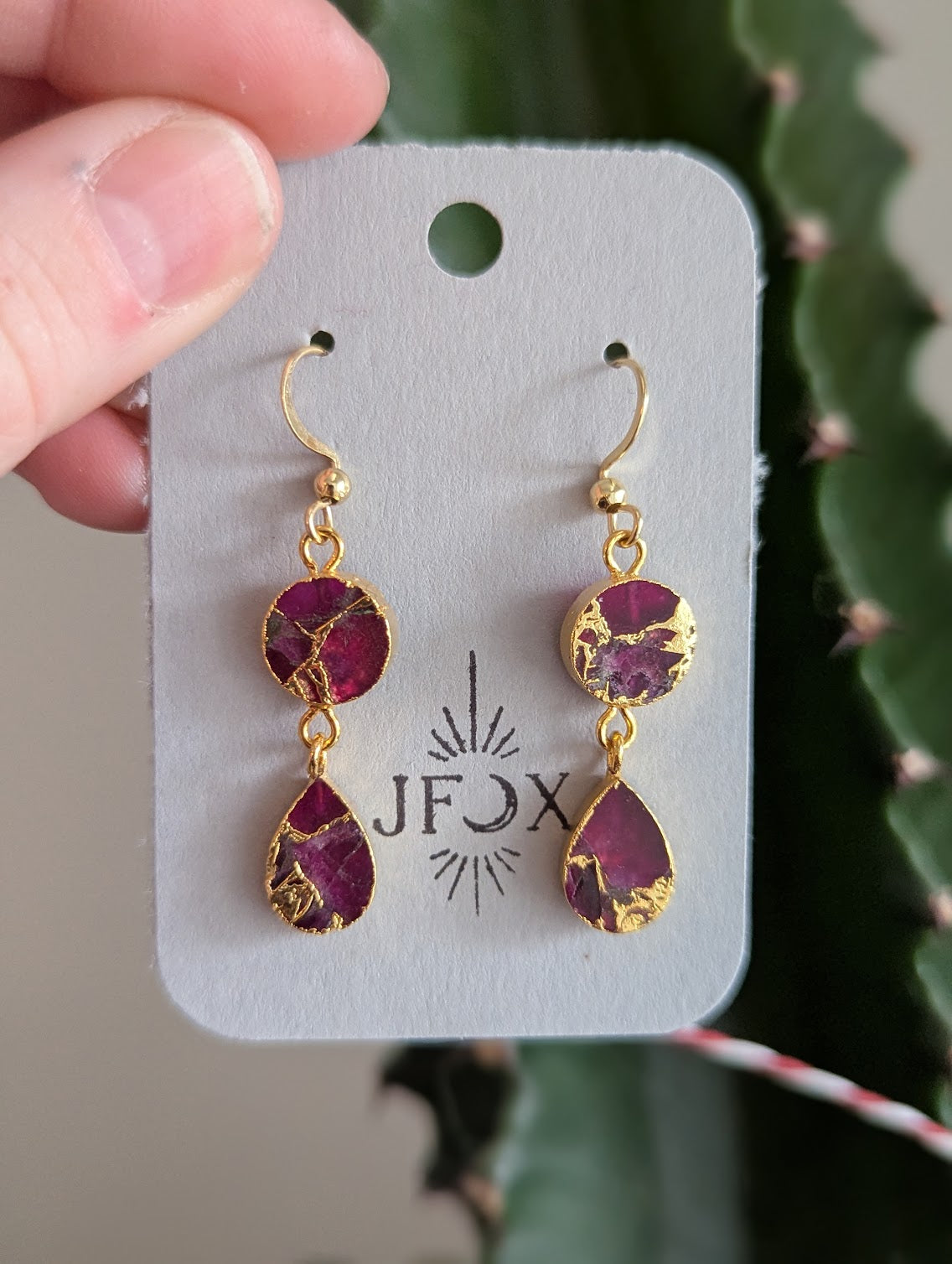 Purple Gold Mosaic Duo Earrings