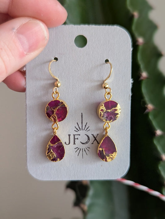 Purple Gold Mosaic Duo Earrings
