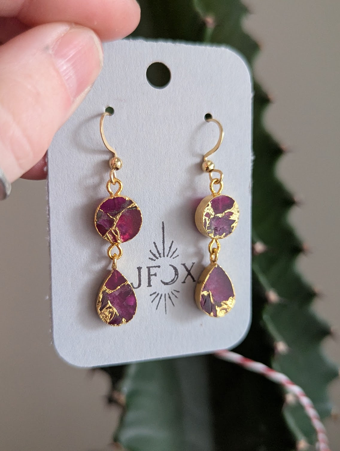 Purple Gold Mosaic Duo Earrings