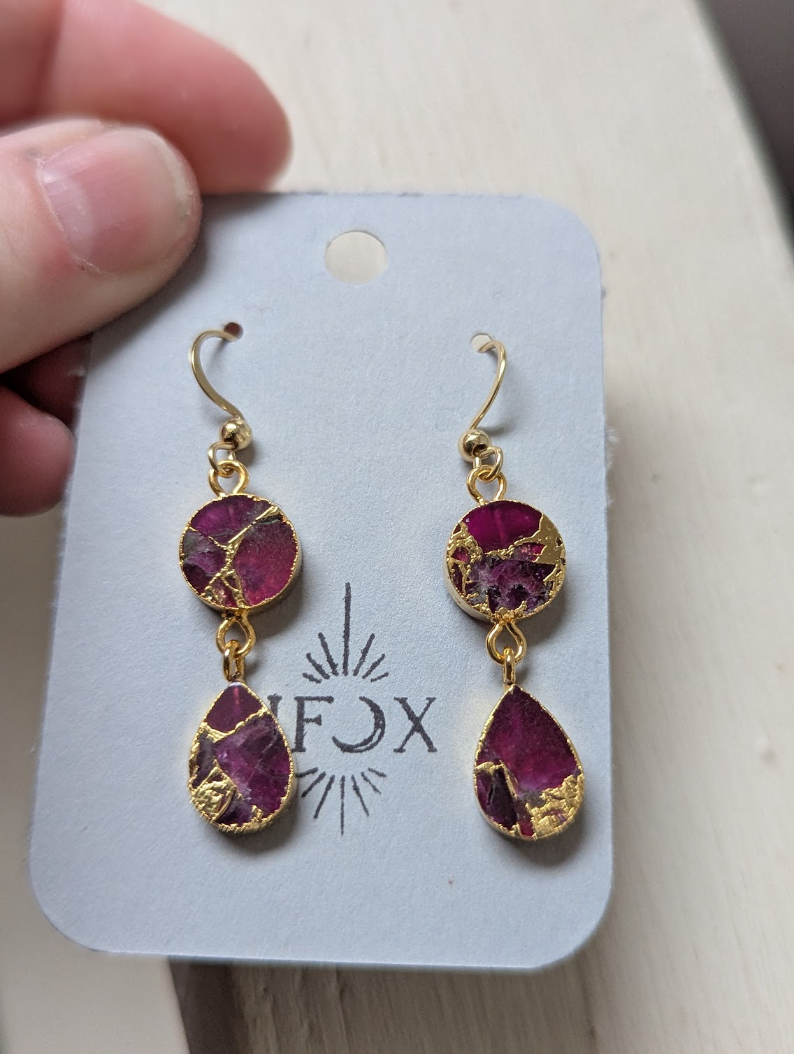 Purple Gold Mosaic Duo Earrings
