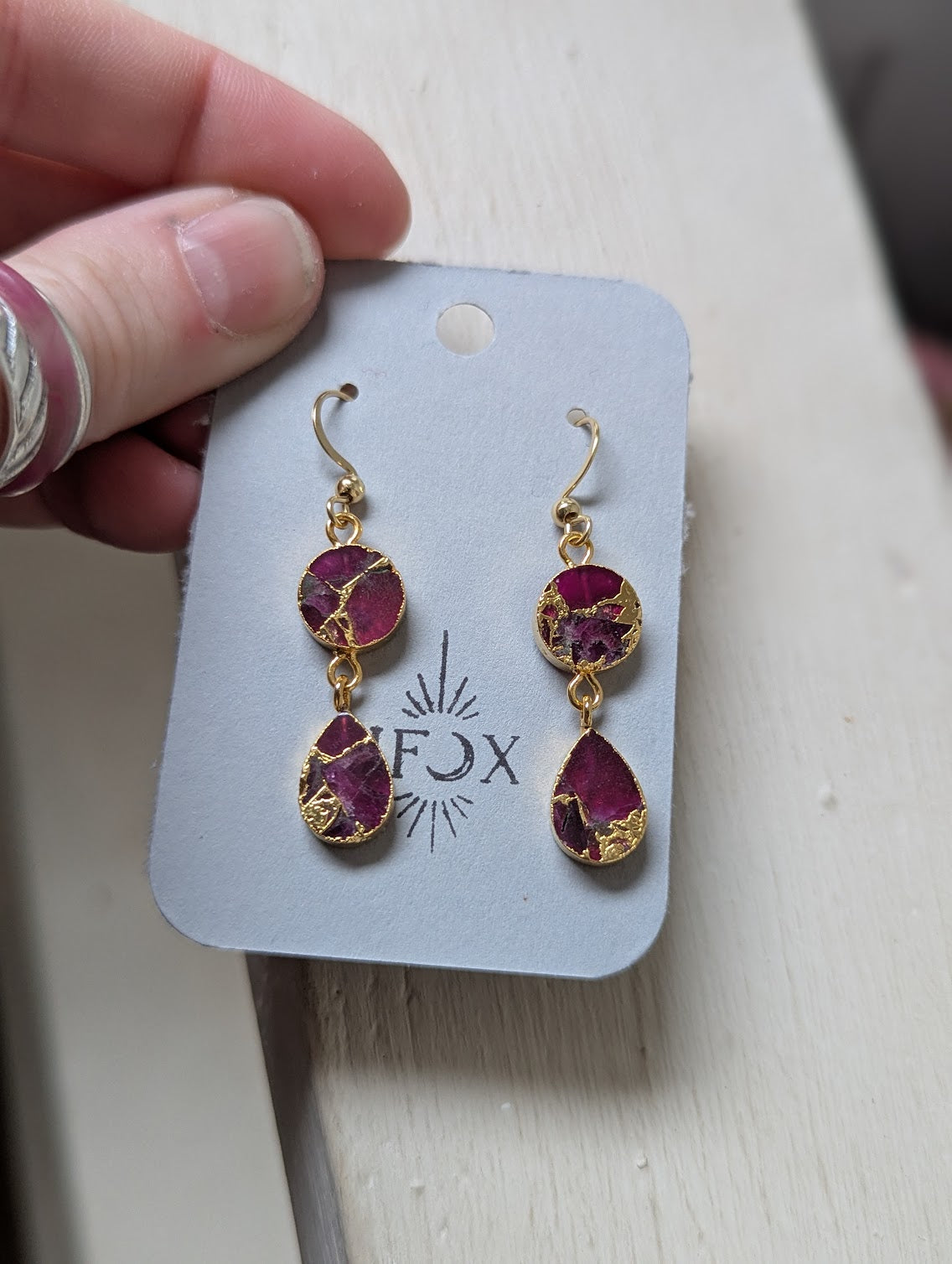 Purple Gold Mosaic Duo Earrings