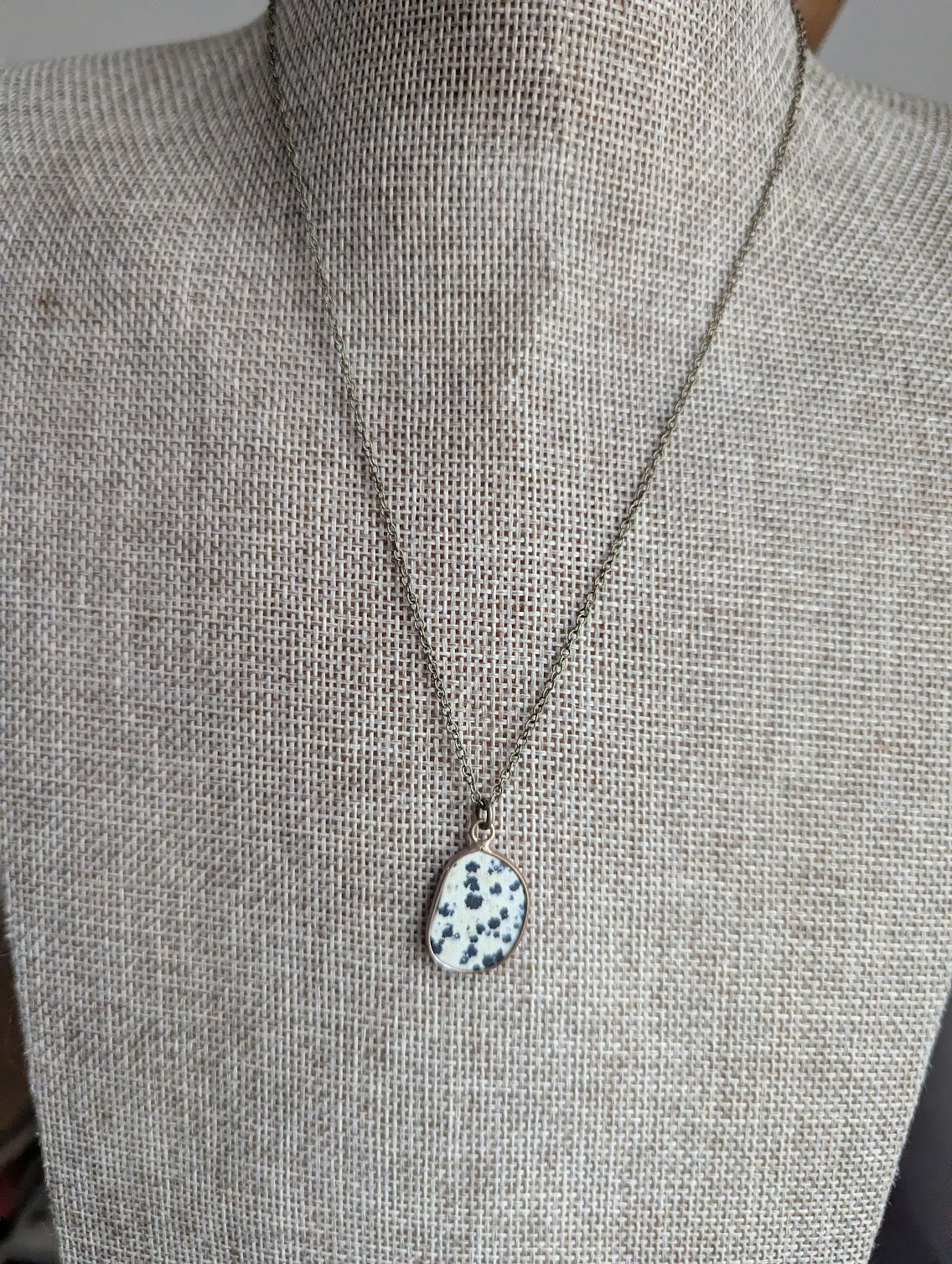 Dalmatian Jasper Brass Necklace
