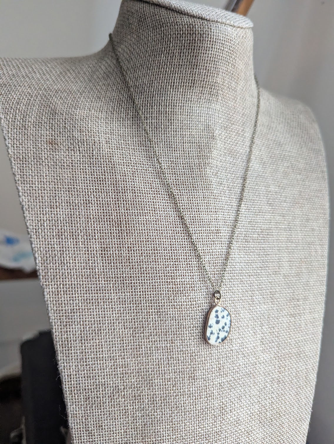 Dalmatian Jasper Brass Necklace