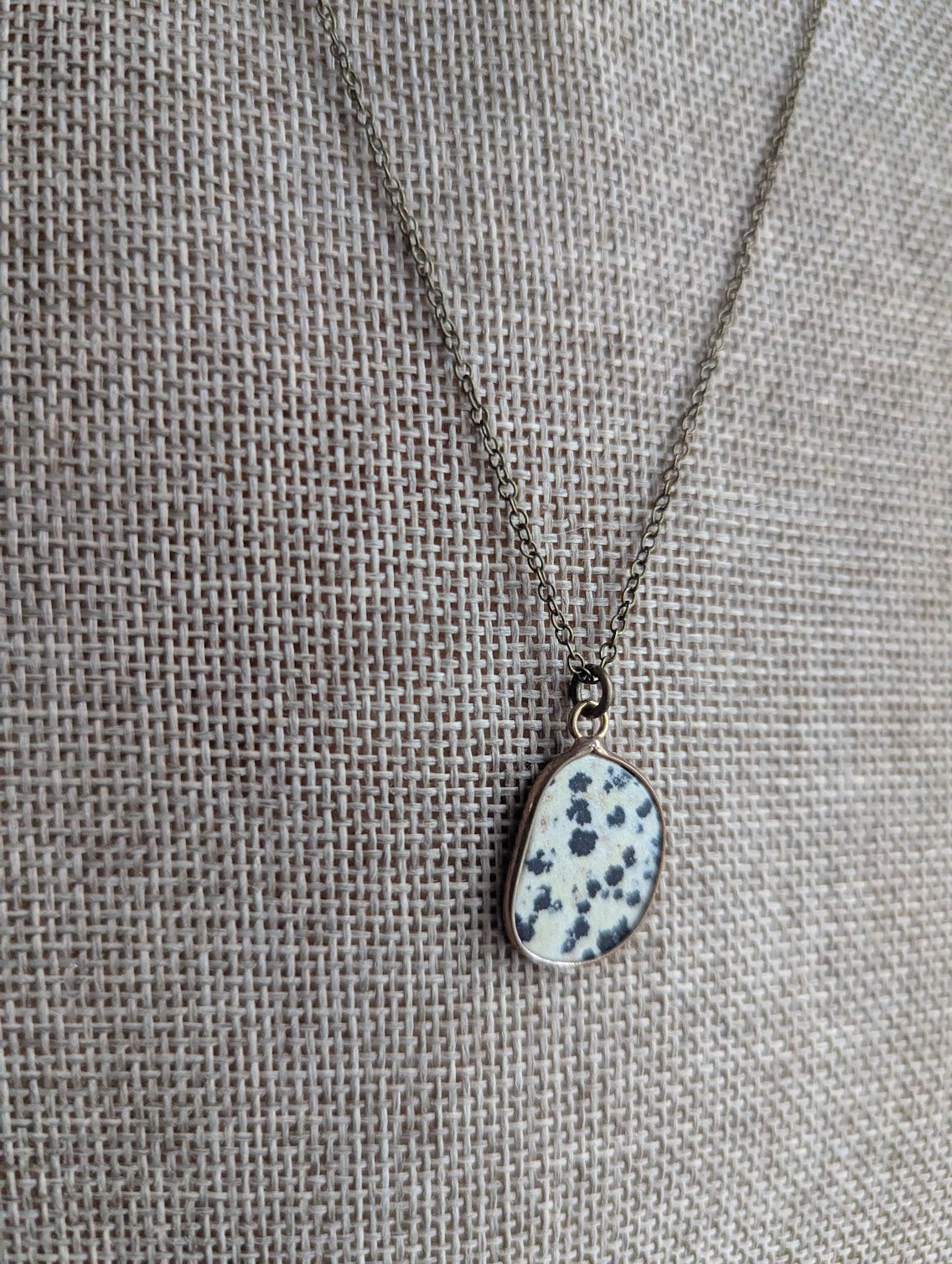 Dalmatian Jasper Brass Necklace