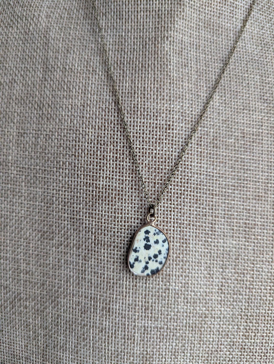 Dalmatian Jasper Brass Necklace