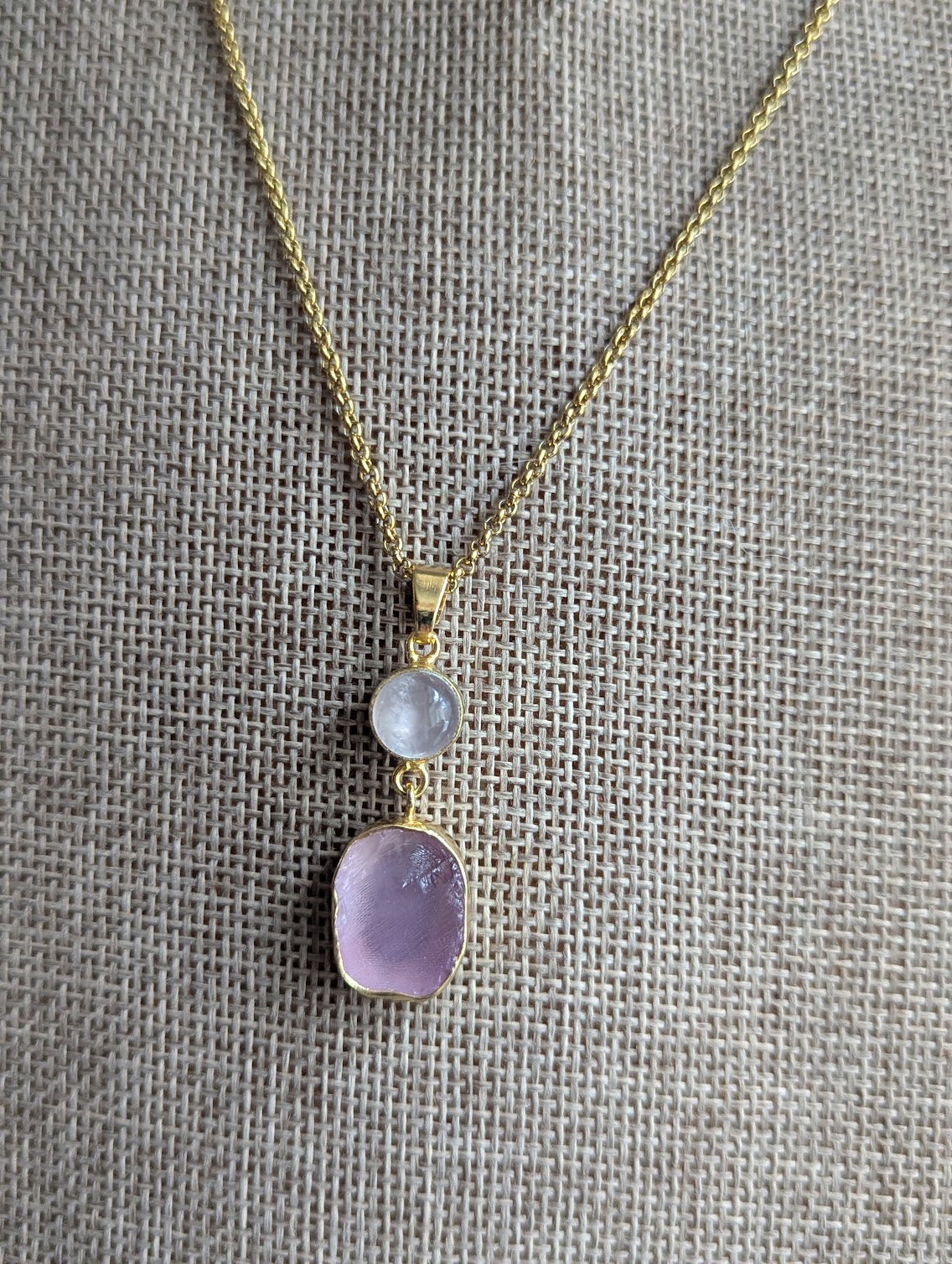 Amethyst Duo Gold Necklace