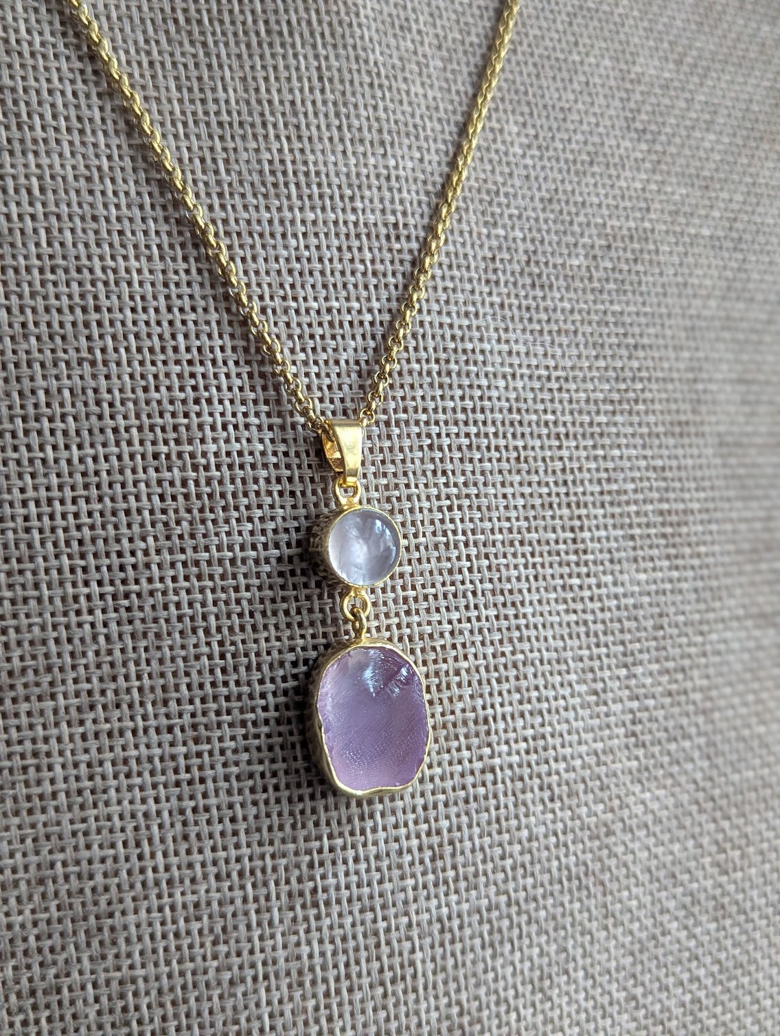 Amethyst Duo Gold Necklace