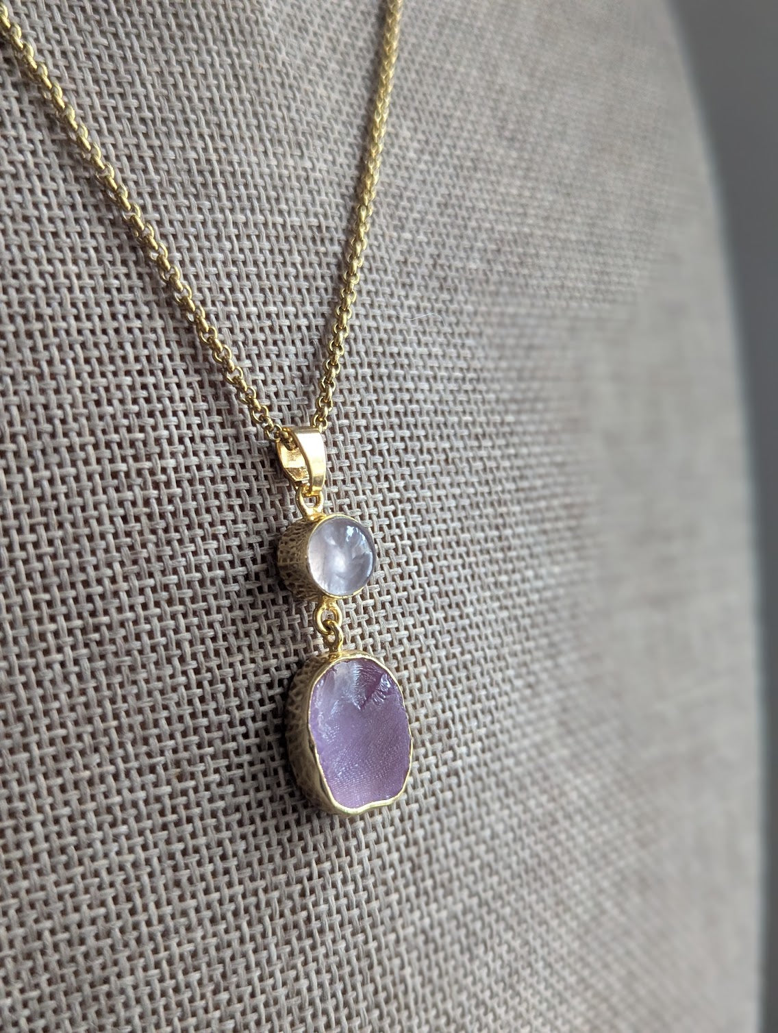 Amethyst Duo Gold Necklace