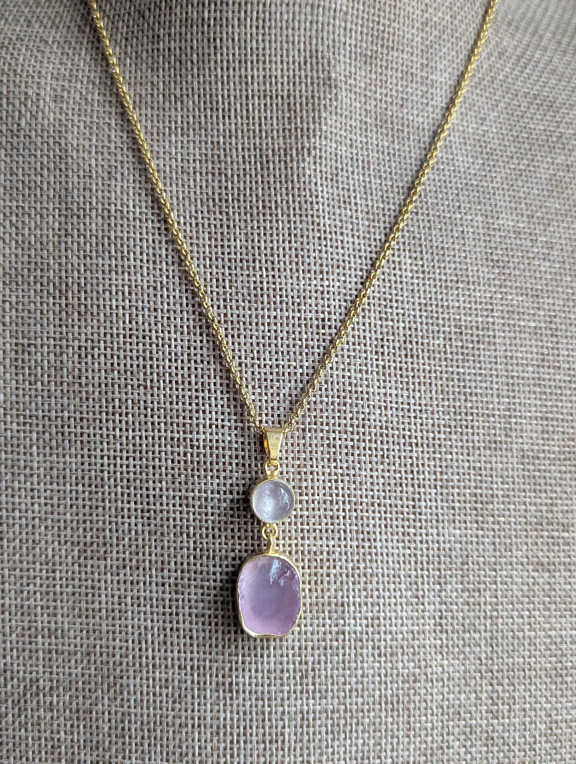 Amethyst Duo Gold Necklace