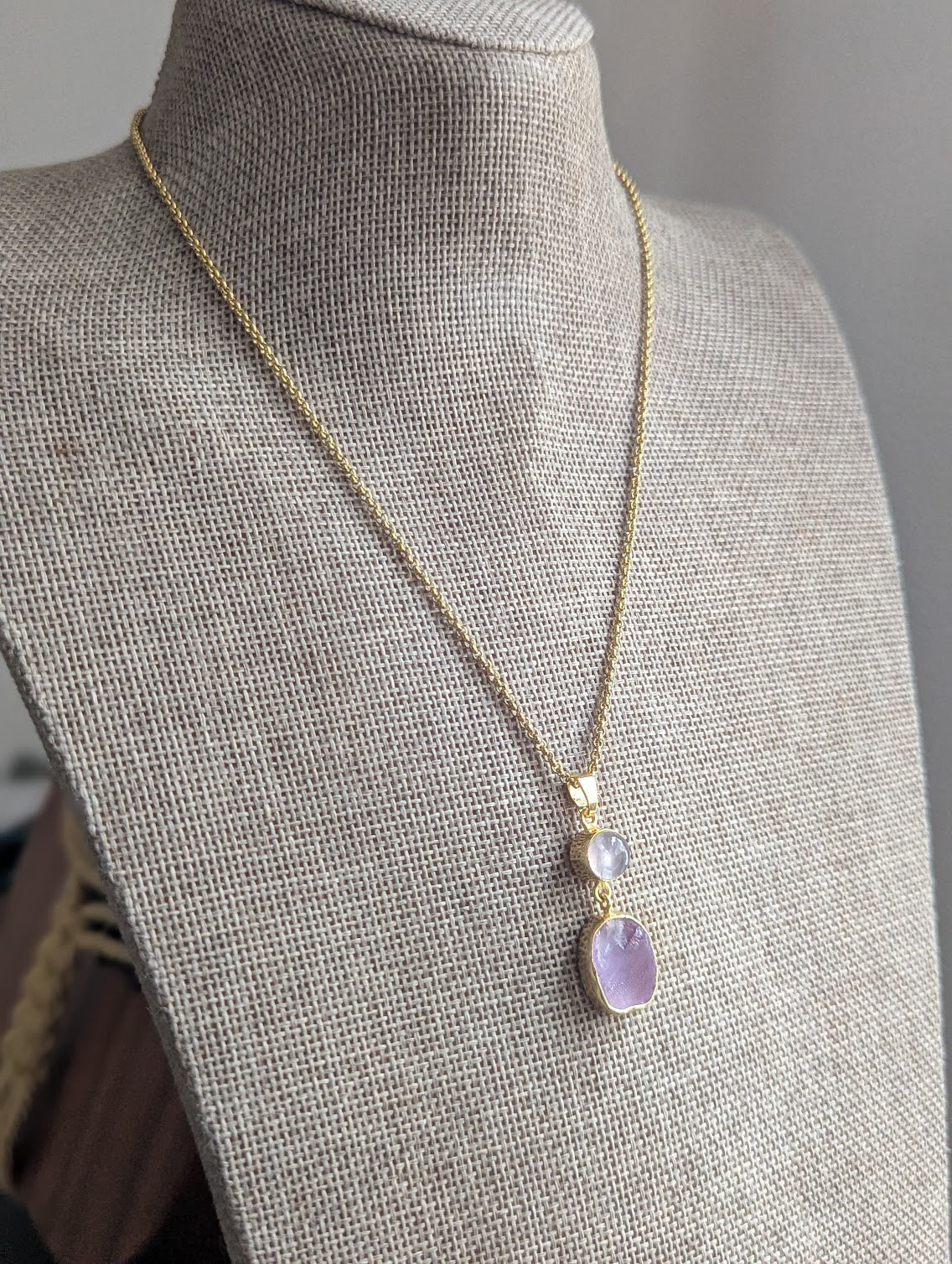 Amethyst Duo Gold Necklace