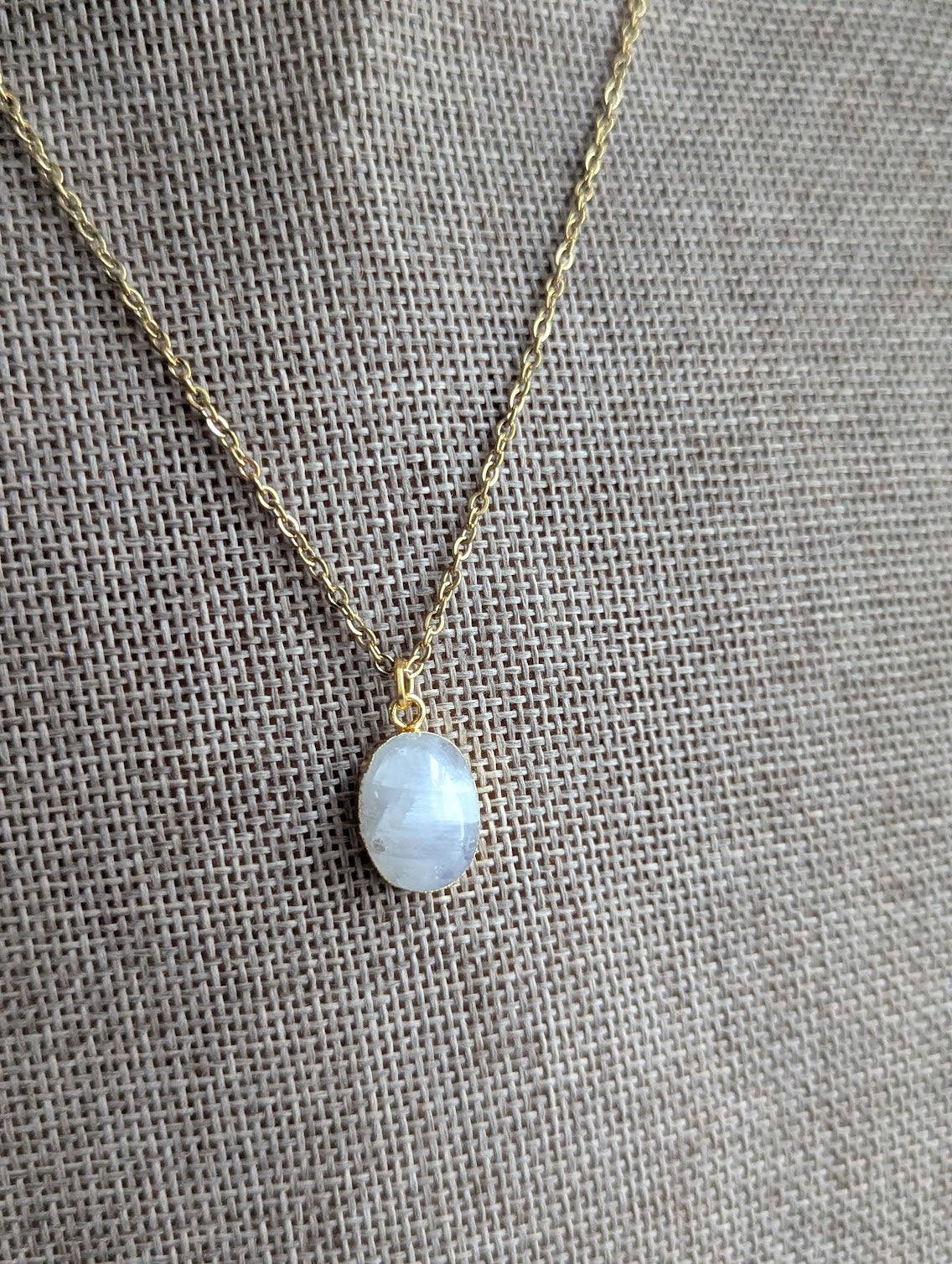 Moonstone Oval Gold Necklace
