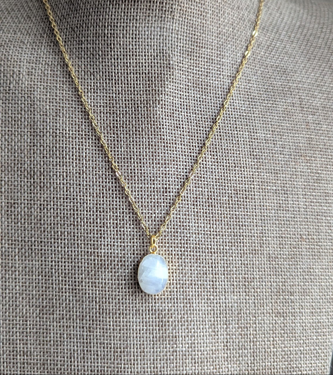 Moonstone Oval Gold Necklace