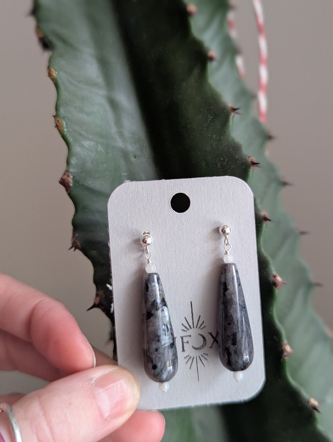 Larvikite Labradorite and Moonstone Sterling Silver Posts