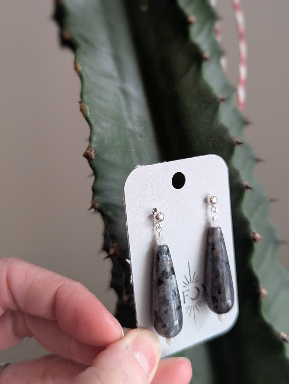 Larvikite Labradorite and Moonstone Sterling Silver Posts