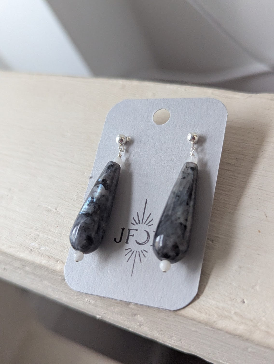 Larvikite Labradorite and Moonstone Sterling Silver Posts