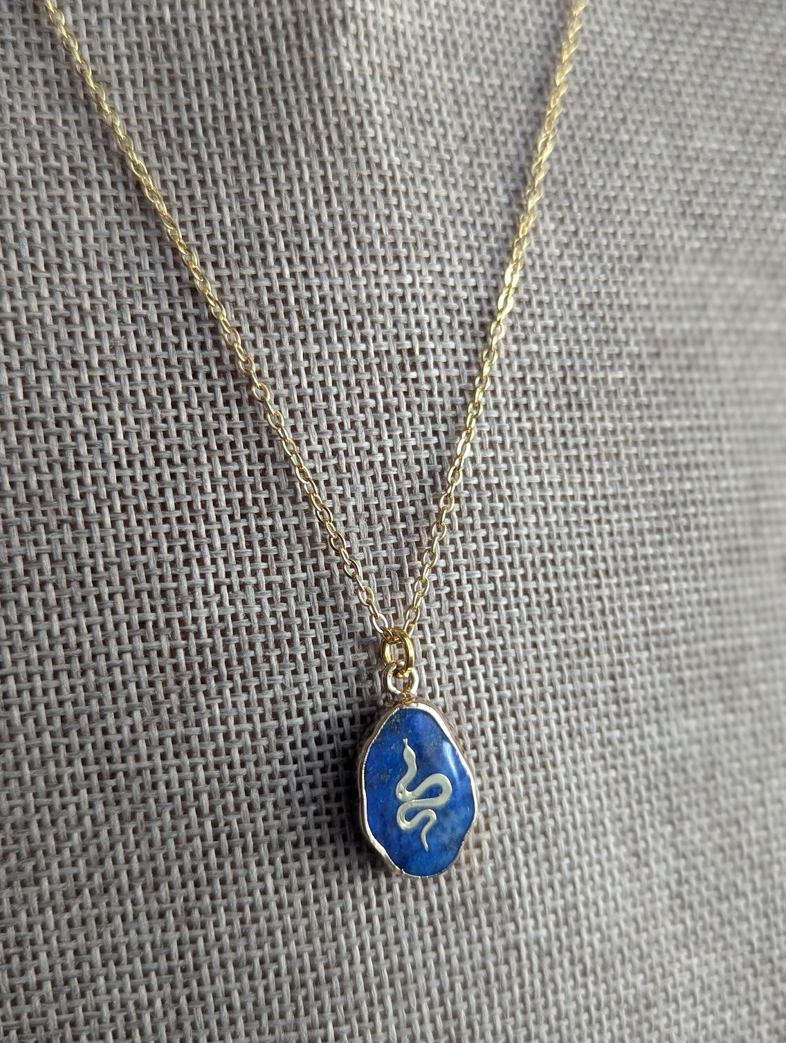 Lapis Lazuli Gold Snake Necklace