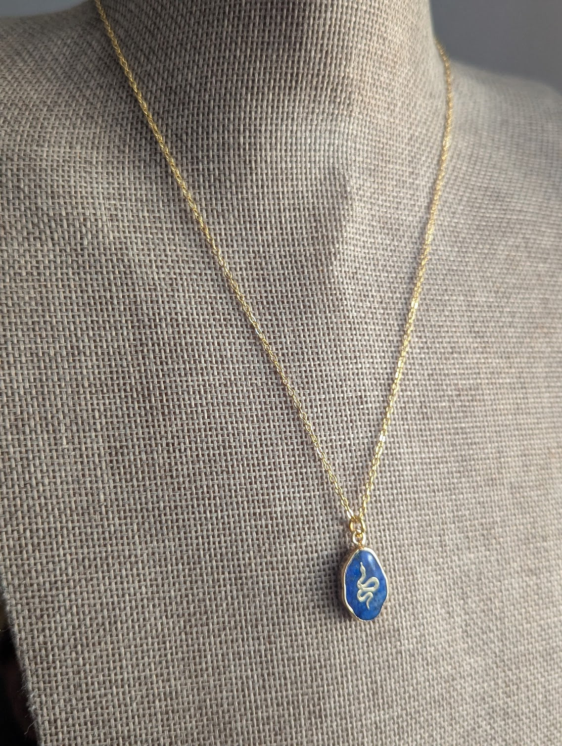 Lapis Lazuli Gold Snake Necklace