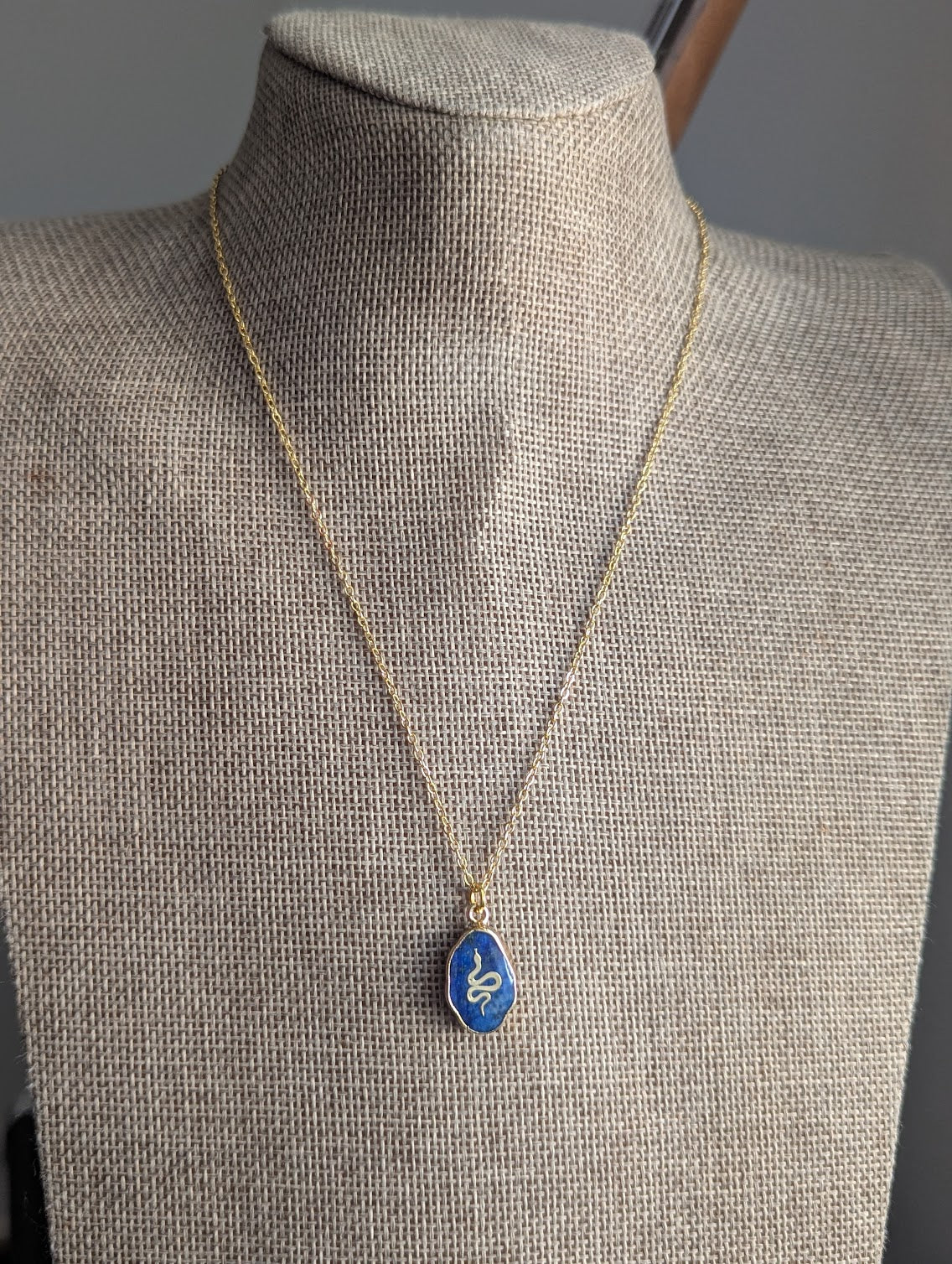Lapis Lazuli Gold Snake Necklace