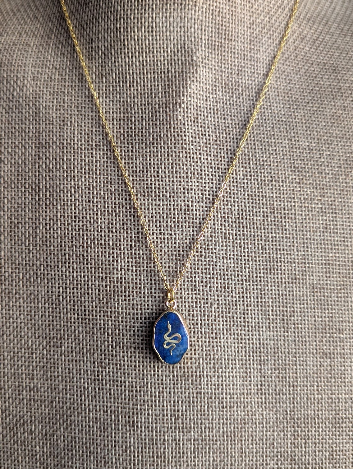 Lapis Lazuli Gold Snake Necklace