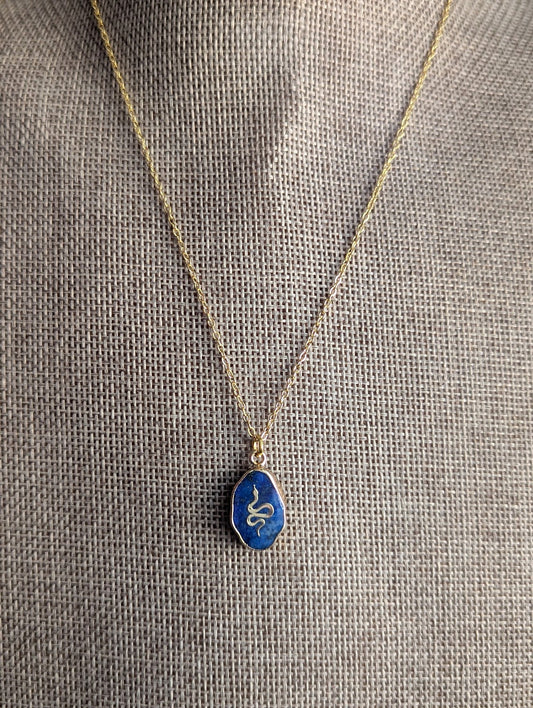 Lapis Lazuli Gold Snake Necklace