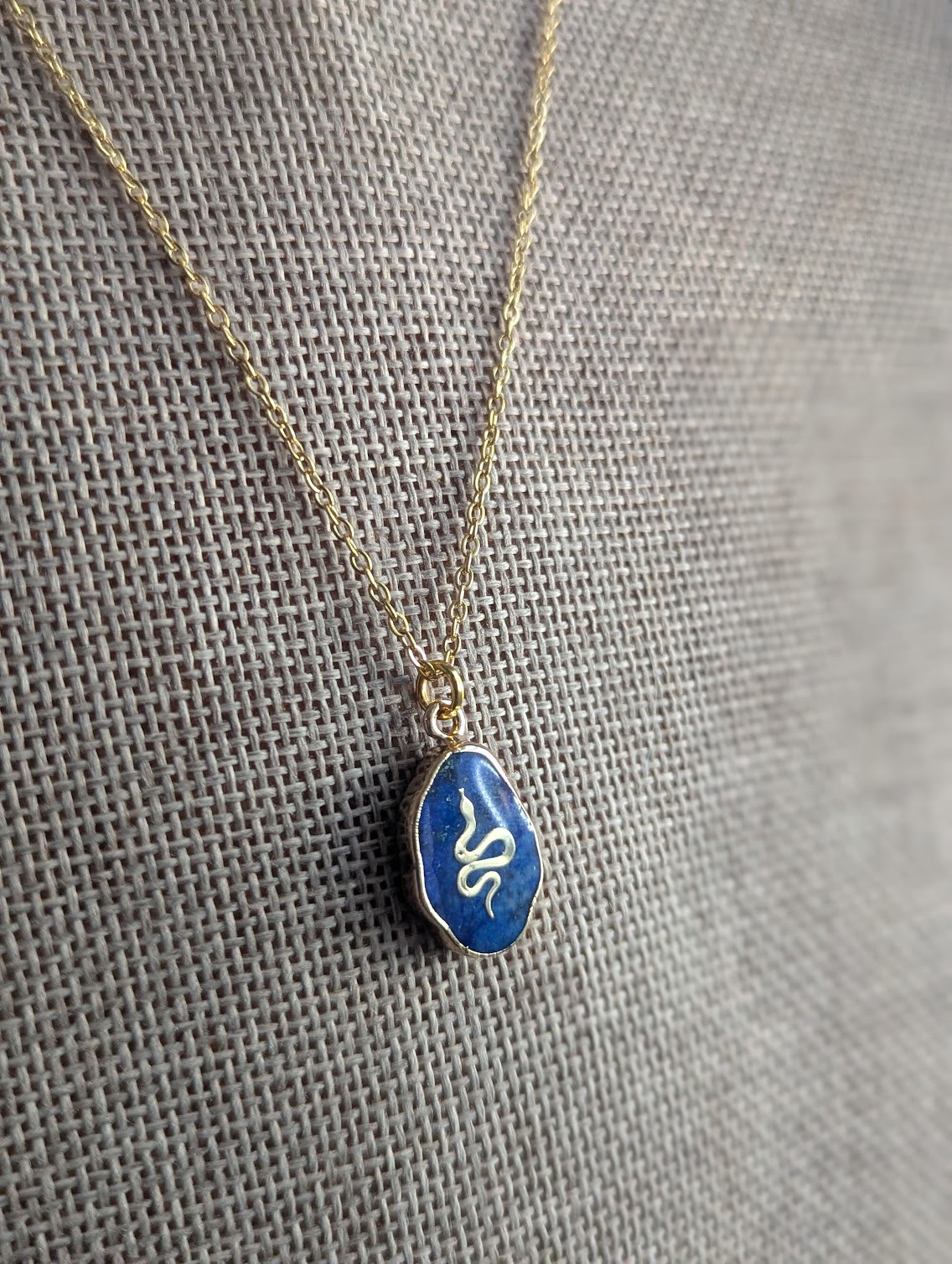 Lapis Lazuli Gold Snake Necklace