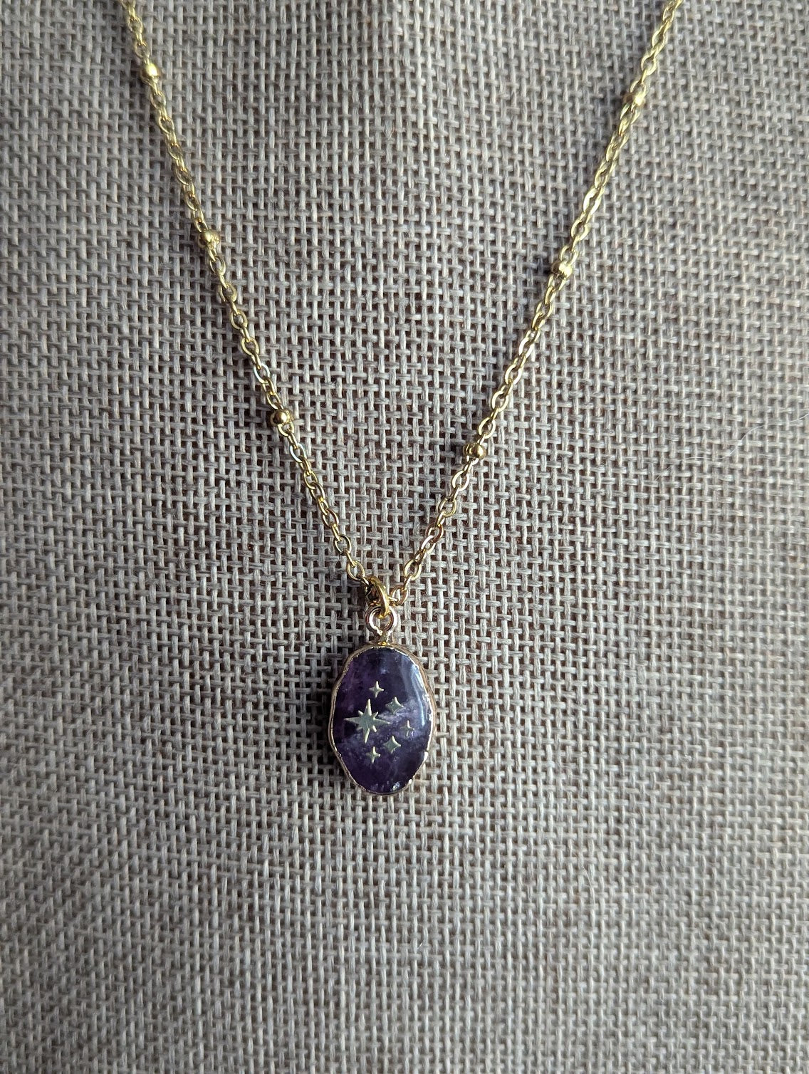 Amethyst Gold Sparkle Satellite Necklace