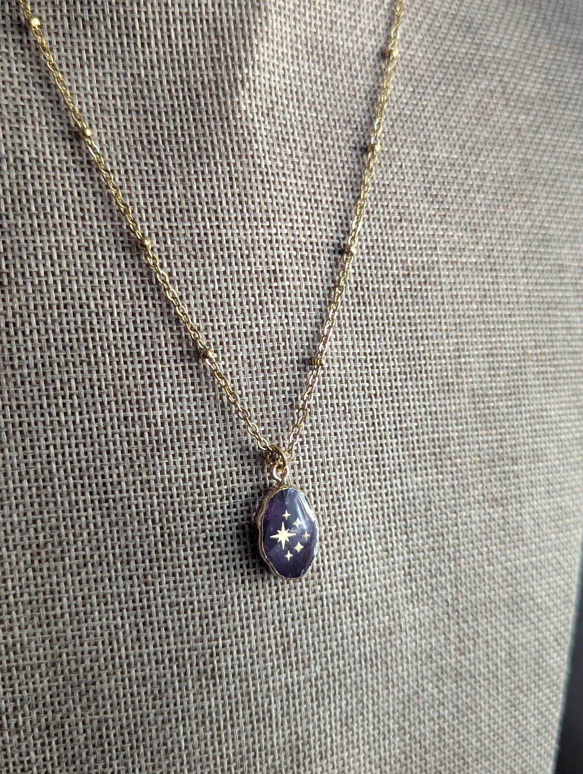 Amethyst Gold Sparkle Satellite Necklace
