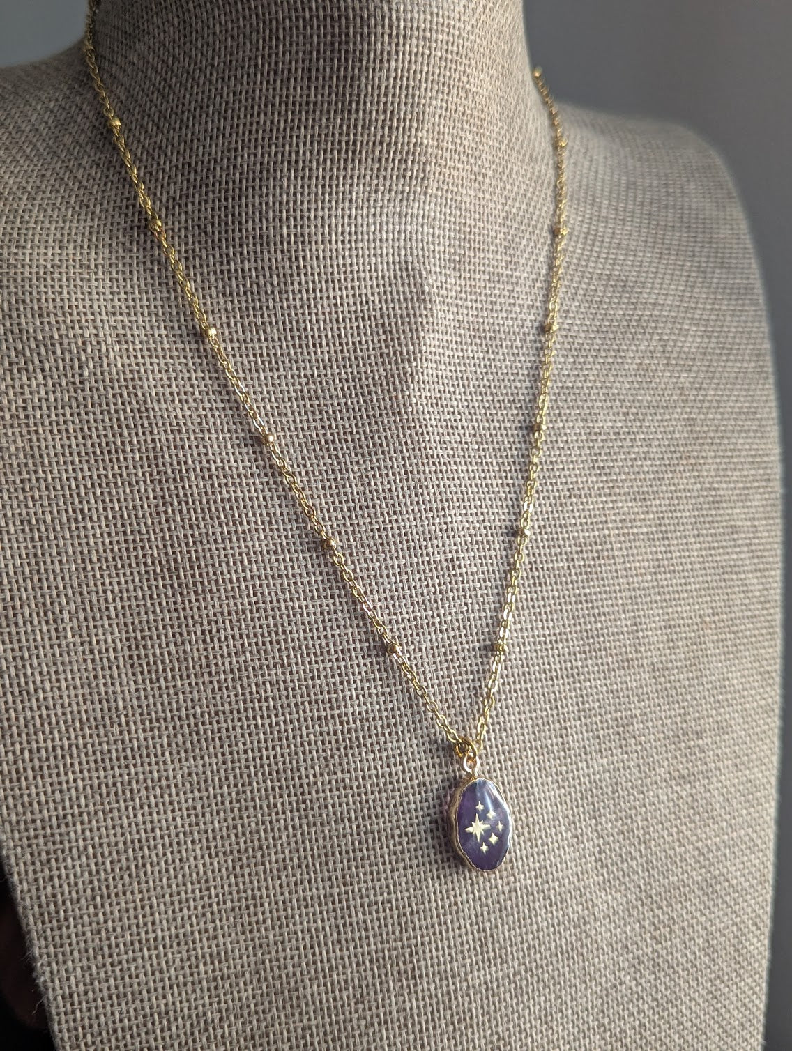 Amethyst Gold Sparkle Satellite Necklace