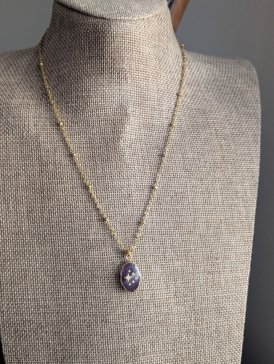 Amethyst Gold Sparkle Satellite Necklace