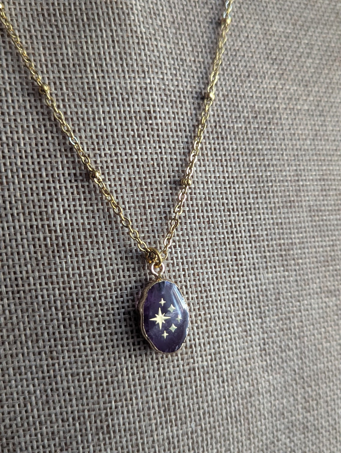 Amethyst Gold Sparkle Satellite Necklace