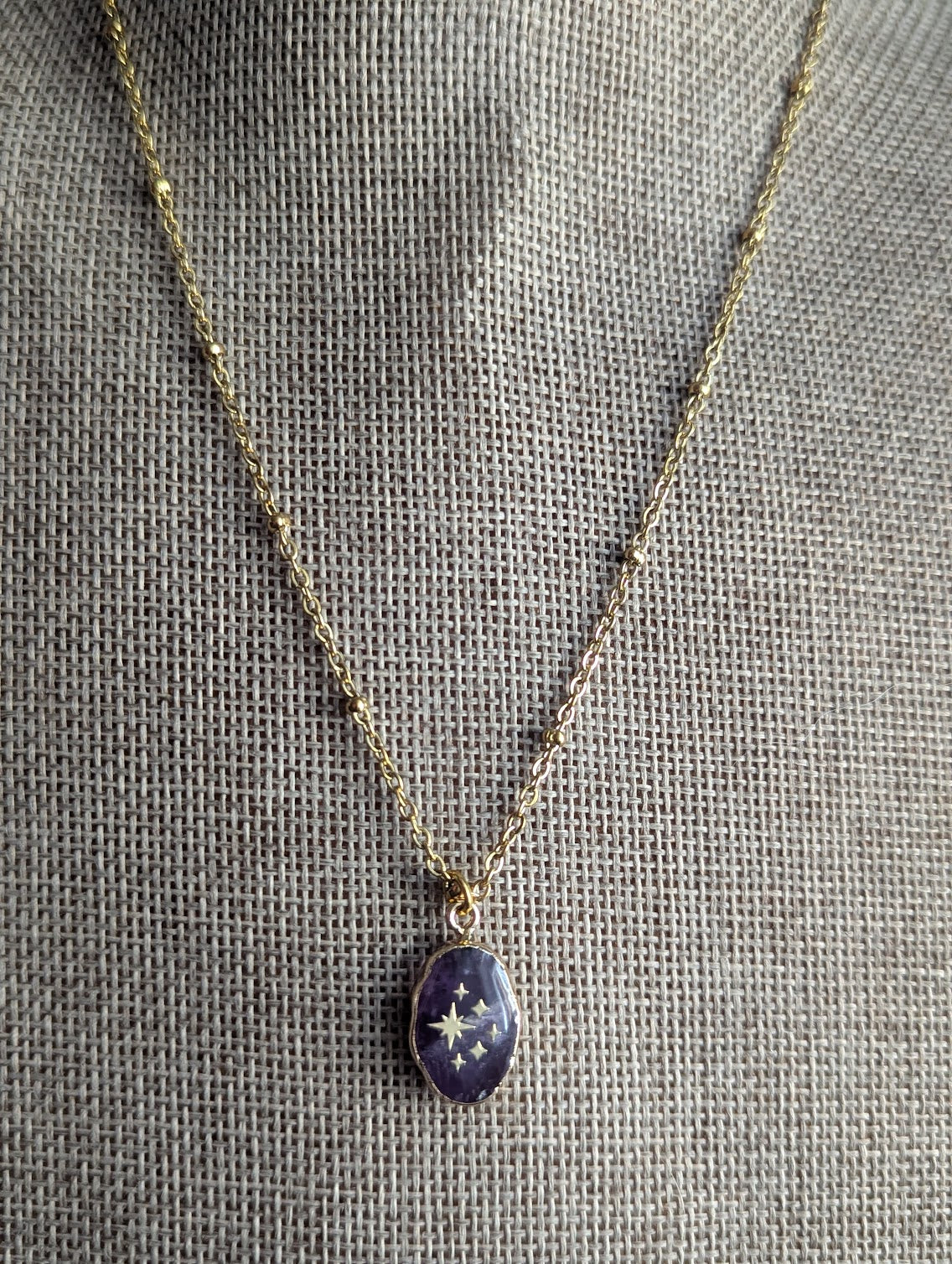 Amethyst Gold Sparkle Satellite Necklace