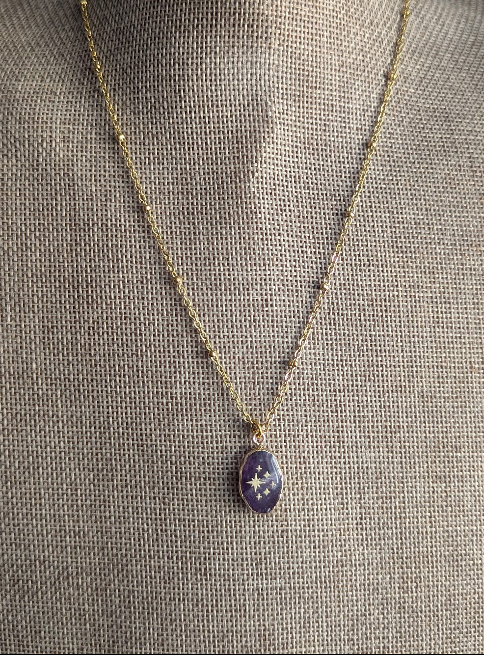 Amethyst Gold Sparkle Satellite Necklace