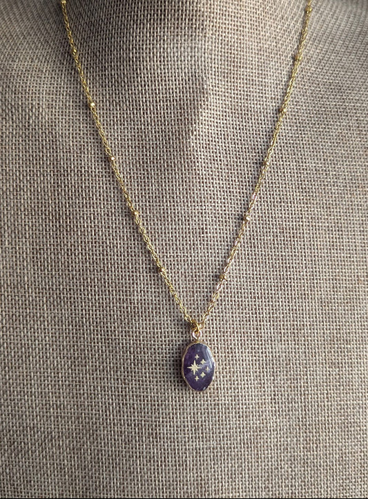 Amethyst Gold Sparkle Satellite Necklace