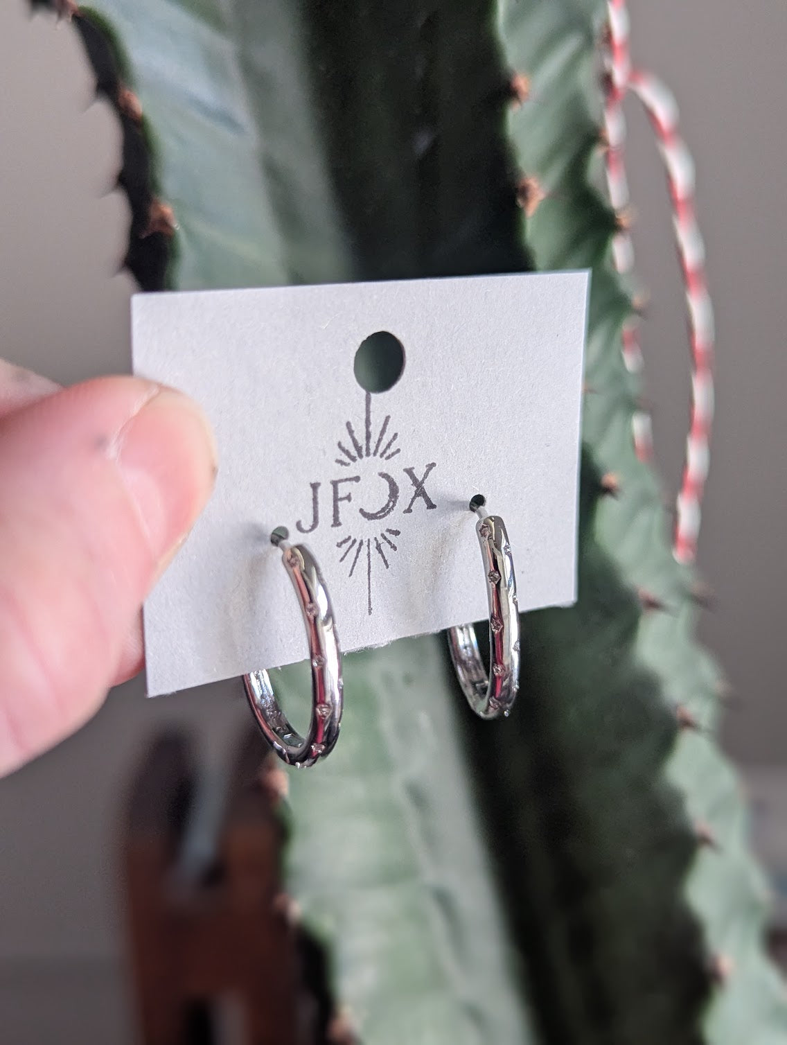 Silver Stainless Steel Crystal Oval Hoops