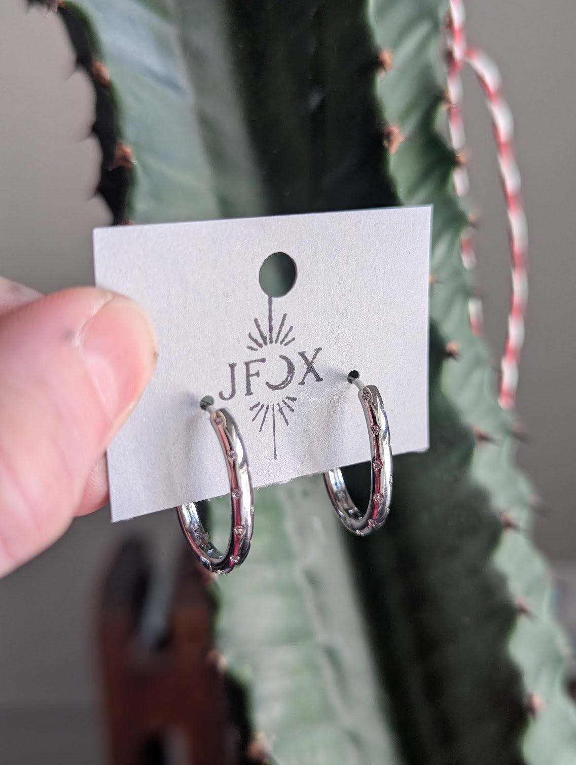 Silver Stainless Steel Crystal Oval Hoops