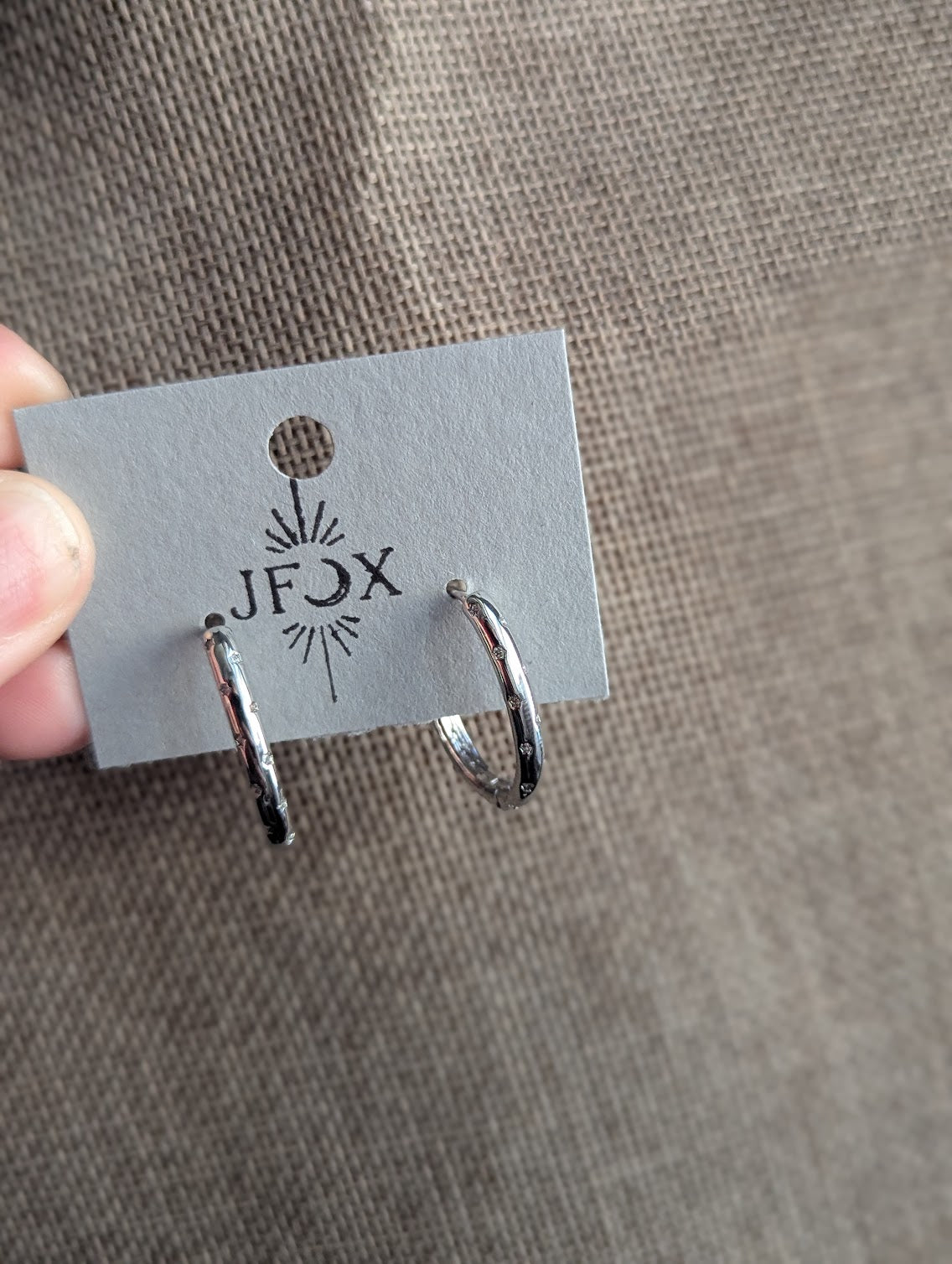 Silver Stainless Steel Crystal Oval Hoops