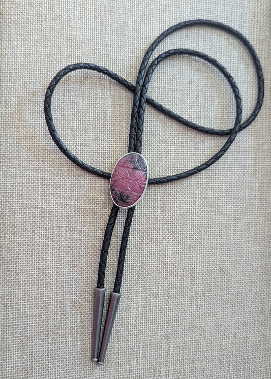 Carved Rhodonite Bolo Tie
