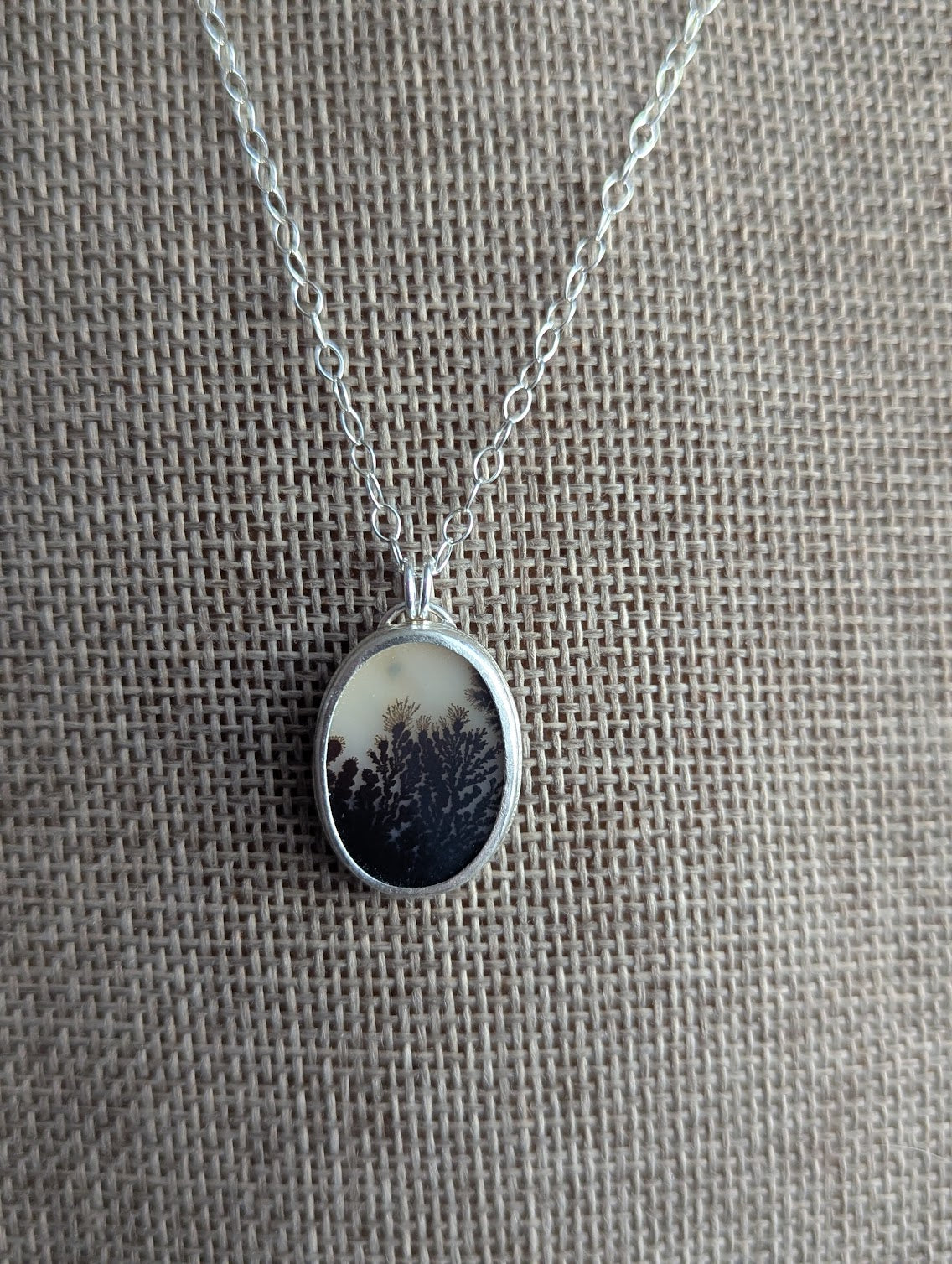 Dendritic Agate Mixed Metal Necklace