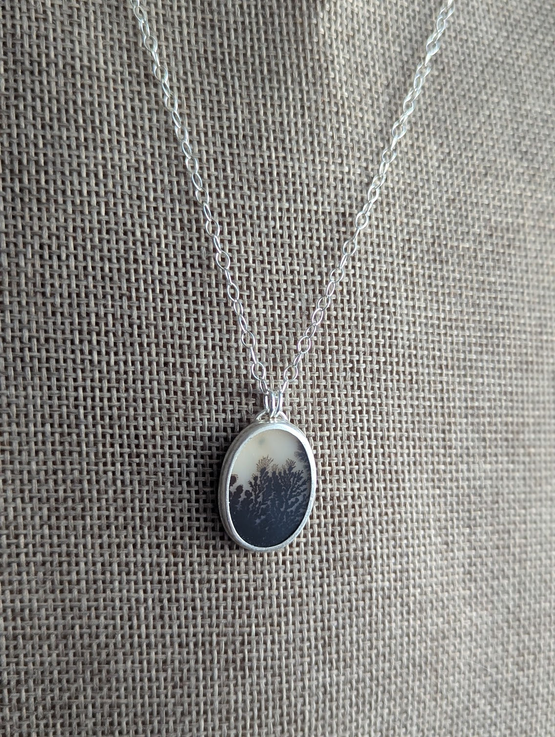 Dendritic Agate Mixed Metal Necklace