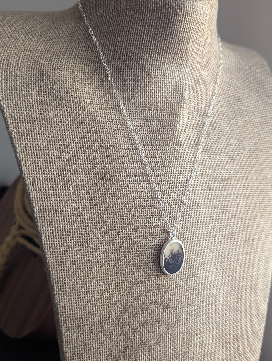 Dendritic Agate Mixed Metal Necklace