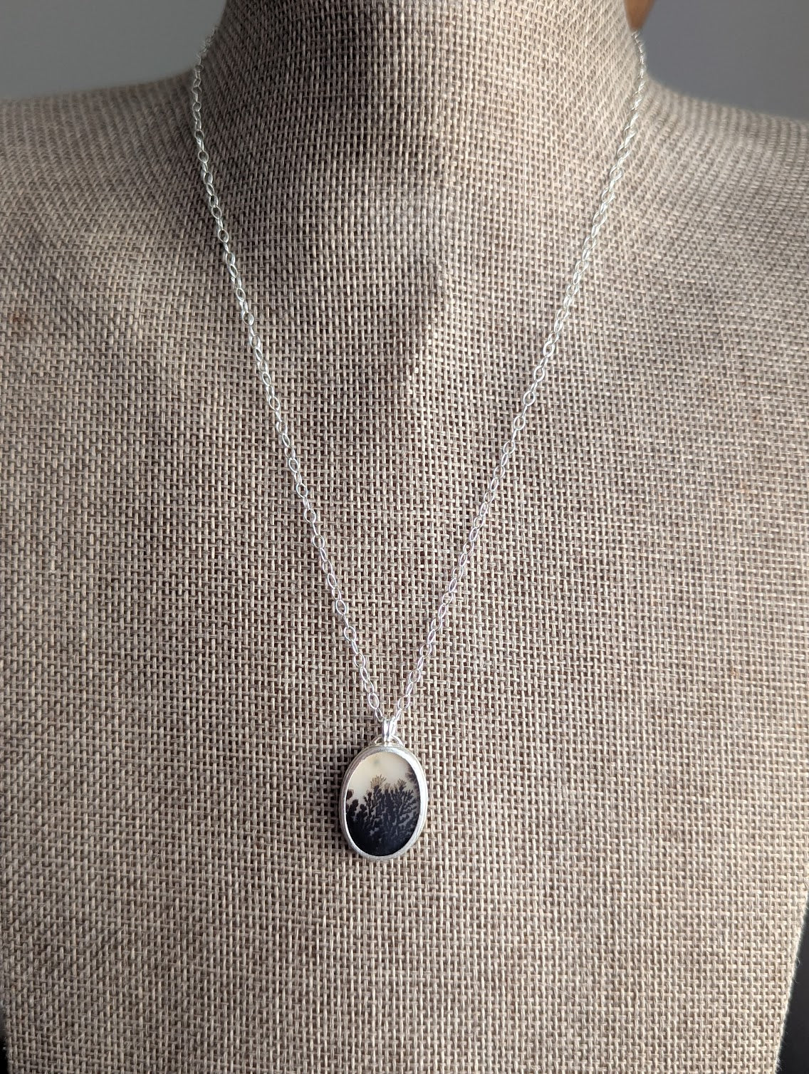 Dendritic Agate Mixed Metal Necklace