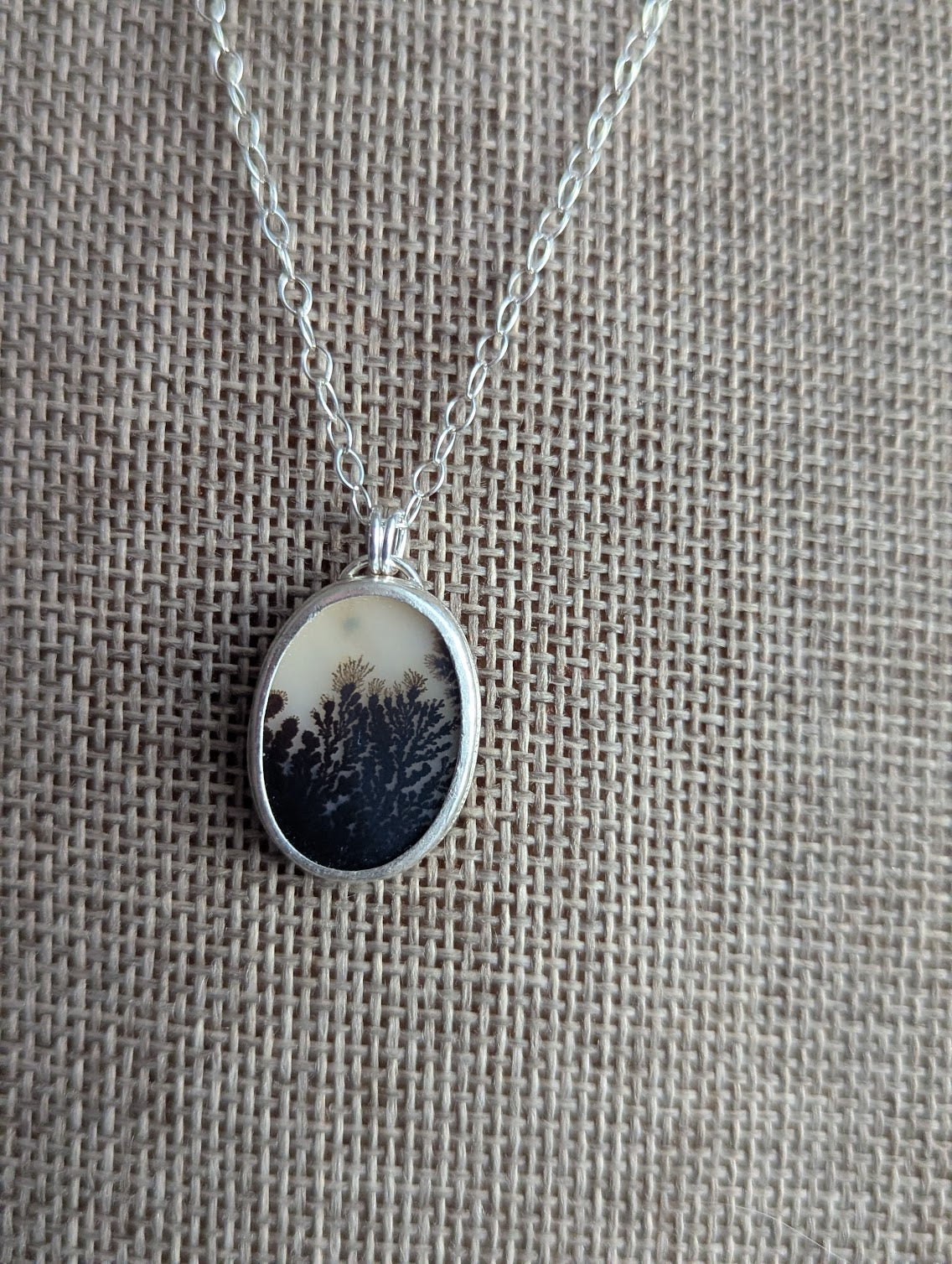 Dendritic Agate Mixed Metal Necklace