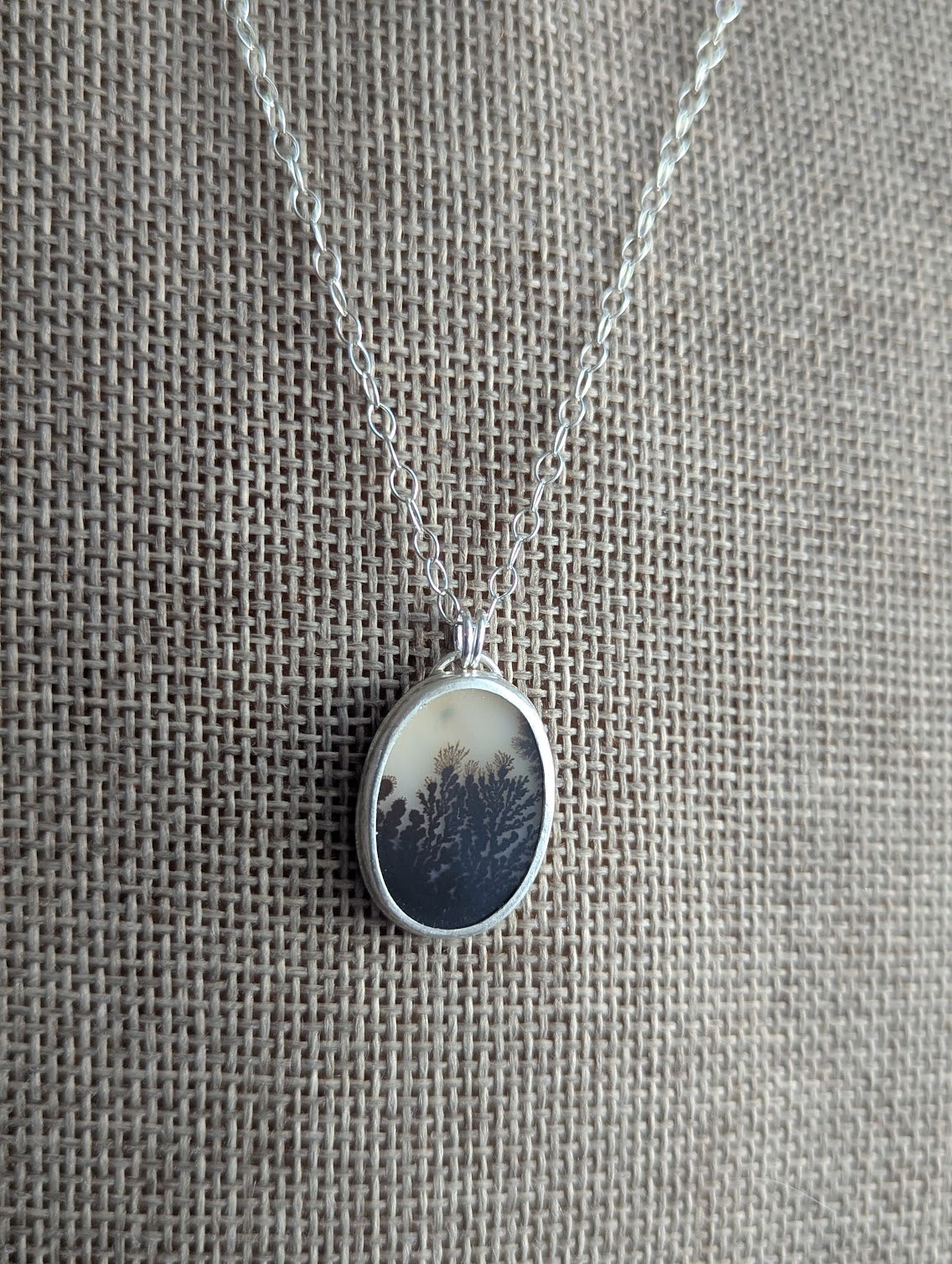 Dendritic Agate Mixed Metal Necklace