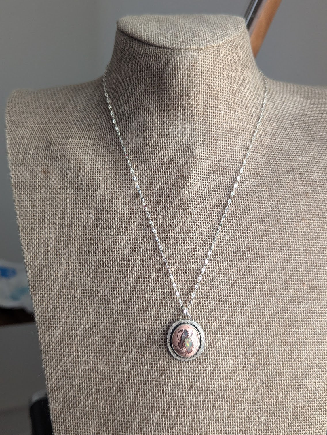 Cantera Mexican Fire Opal Silver Necklace