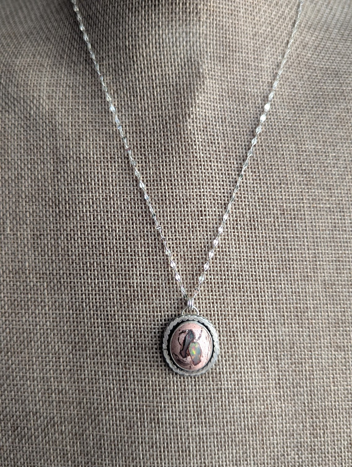 Cantera Mexican Fire Opal Silver Necklace