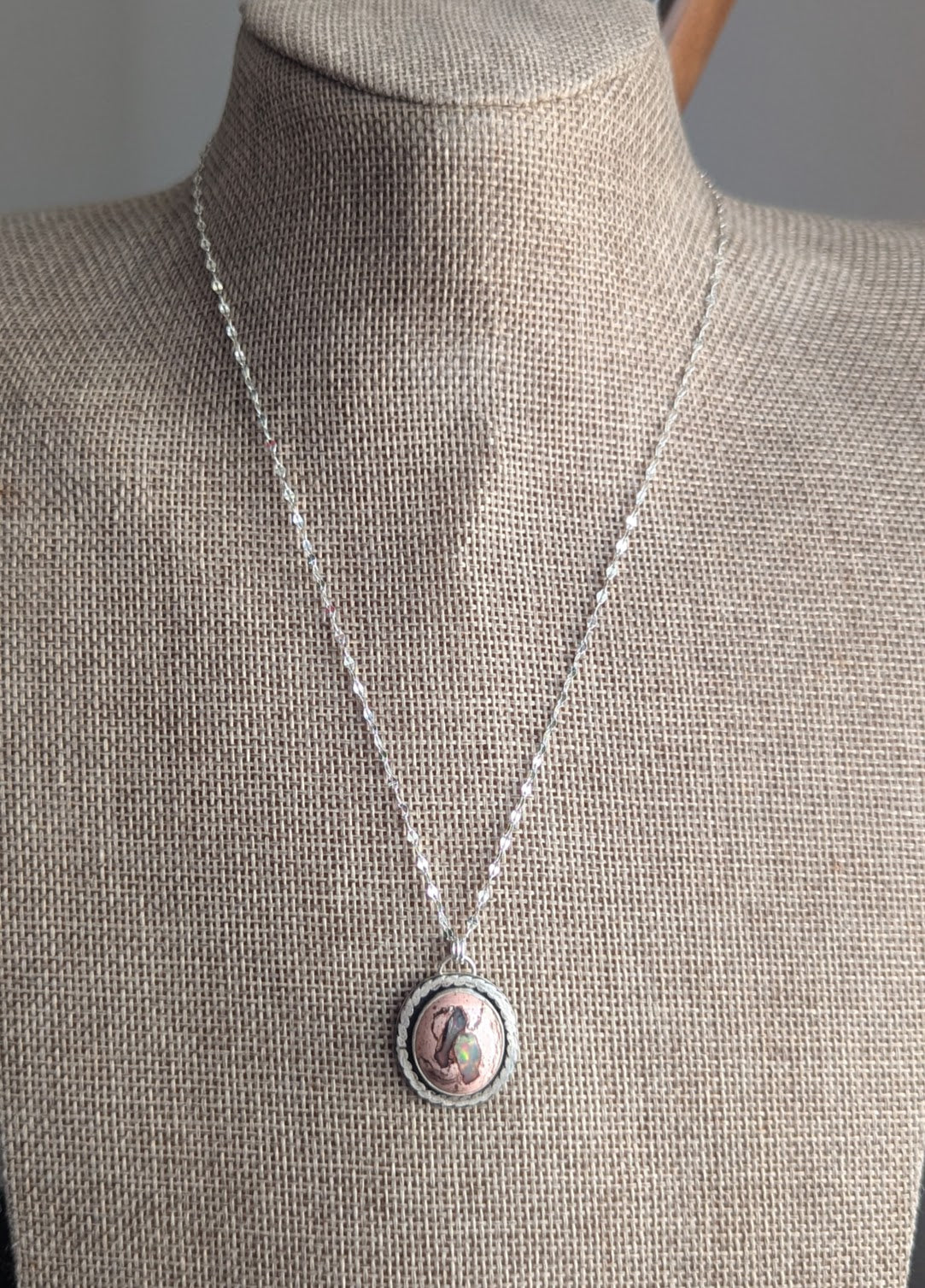 Cantera Mexican Fire Opal Silver Necklace